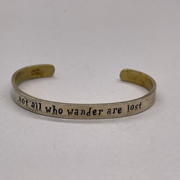 Mima & Oly Engraved Not All Who Wander Are Lost Cuff Bracelet College Hope Faith - Picture 2 of 8
